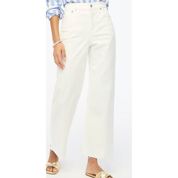 J.Crew Denim - NWT J.Crew Size 26 Wide Leg Crop White Raw Hem Pants Preppy Causal Vacation